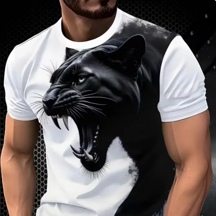 🐆 تيشورت رجالي Slim Fit بنقشة الفهد – ستايل جريء يخطف الأنظار 🔥
